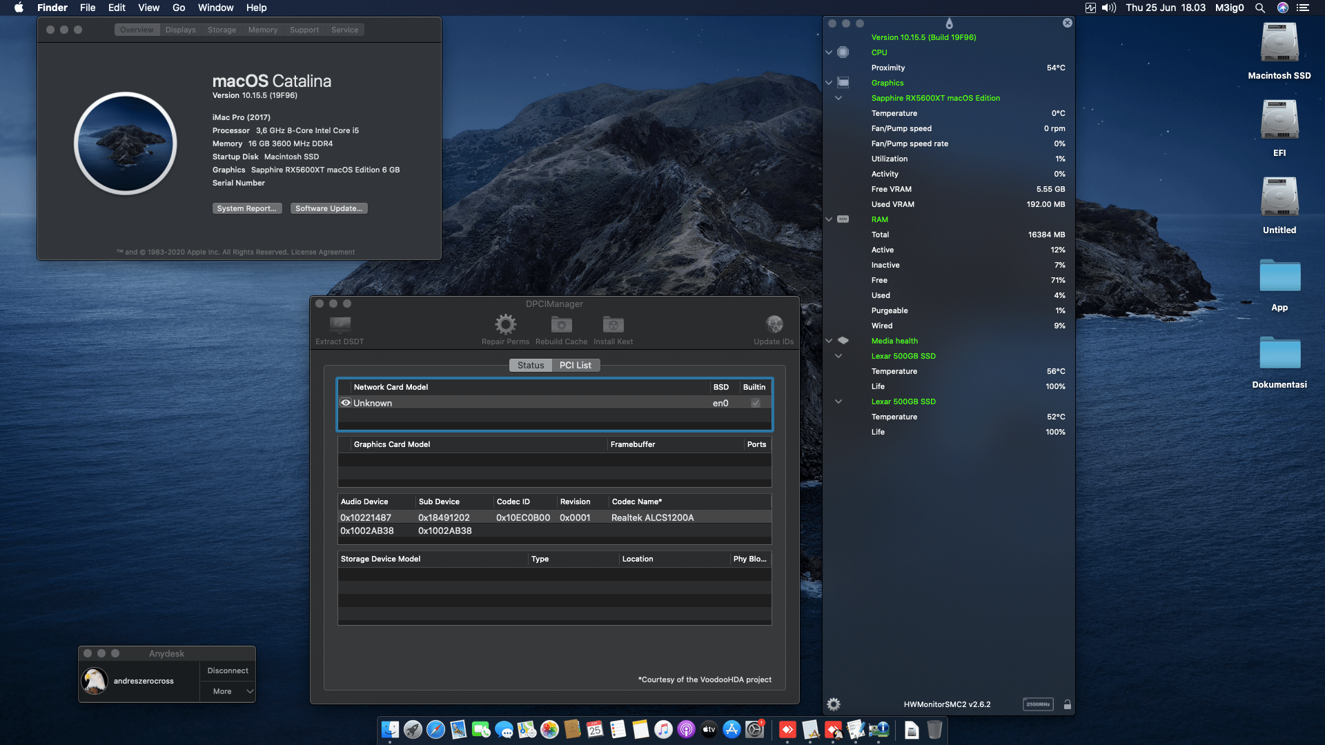 Success Hackintosh macOS Catalina 10.15.5 Build 19F96 in Asrock X570 Phantom Gaming 4 + AMD Ryzen 7 3700X + Sapphire Radeon 5600XT
